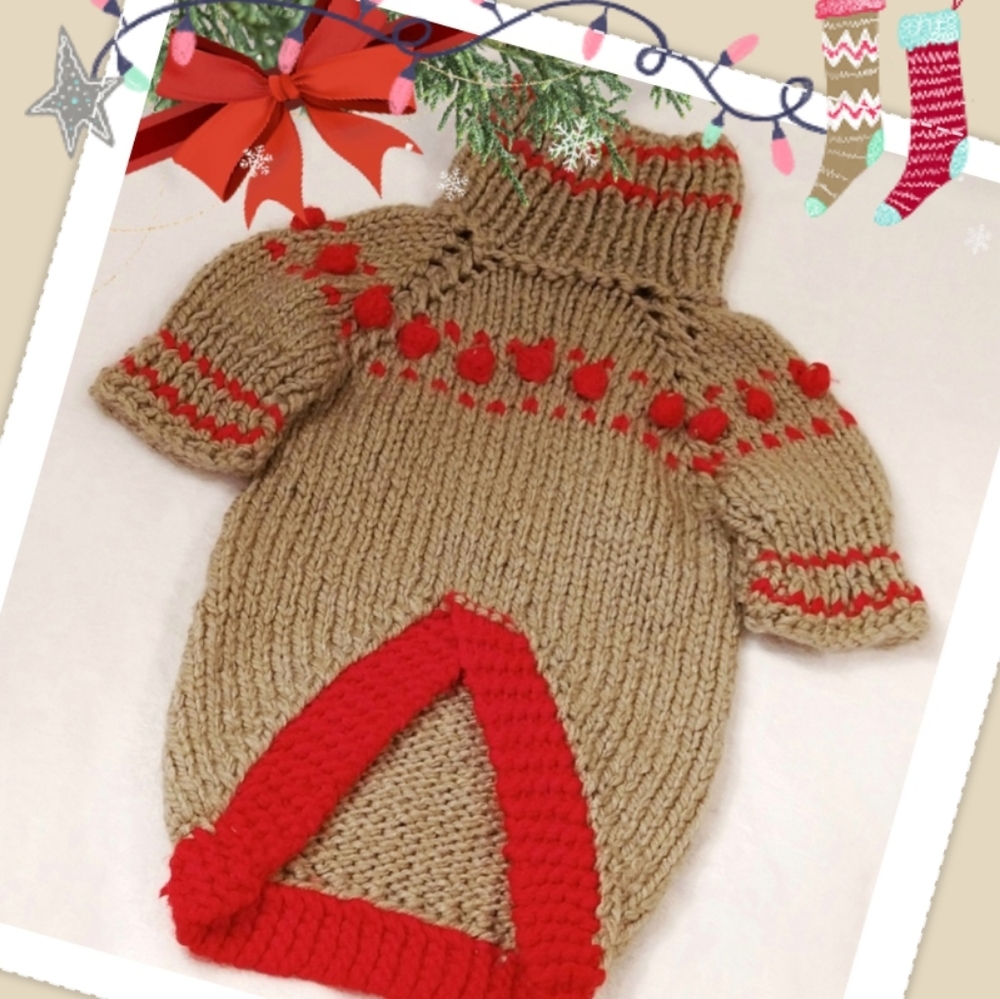 🗽New/Large Dog's Sweater❤️🤎 Exclusive HandKnitted - Picture 9 of 10